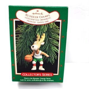 Vintage 1988 Hallmark Collectors Series Reindeer Champs Christmas Ornament
